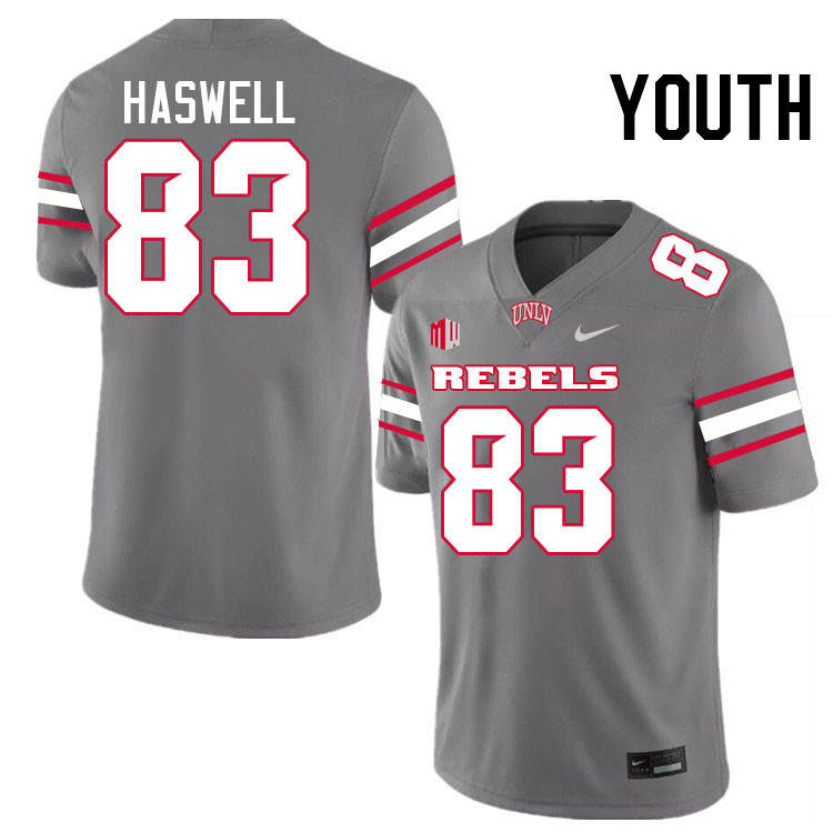 Youth #83 Cooper Haswell UNLV Rebels College Football Jerseys Stitched-Grey